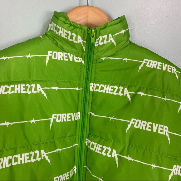 Ricchezza Forever Green Zip Up Jacket Puffer Sz S - Picture 2 of 6